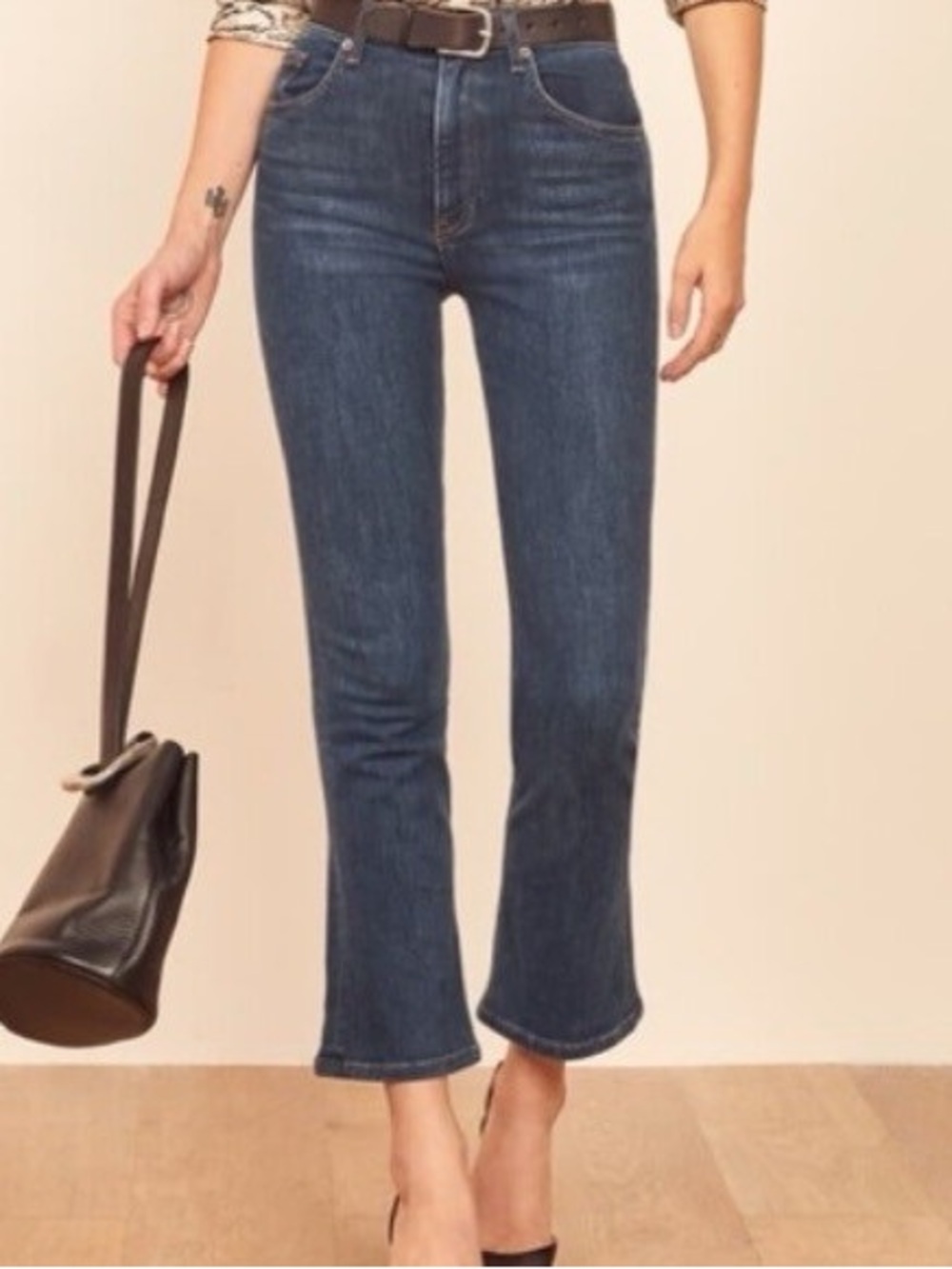 Reformation Jesse High Crop Boot Jeans in Orlando Wash
